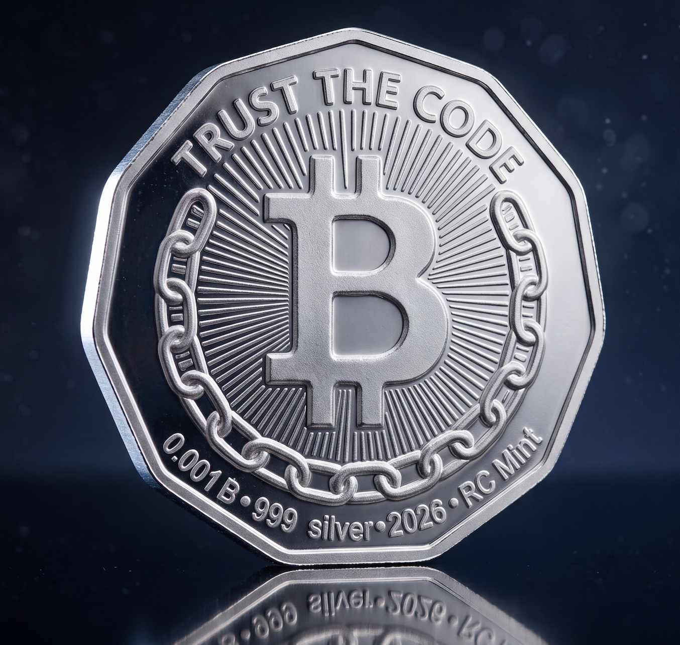 Trust The Code — The Hendecagon | 11-Sided Pure Silver Bitcoin Coin