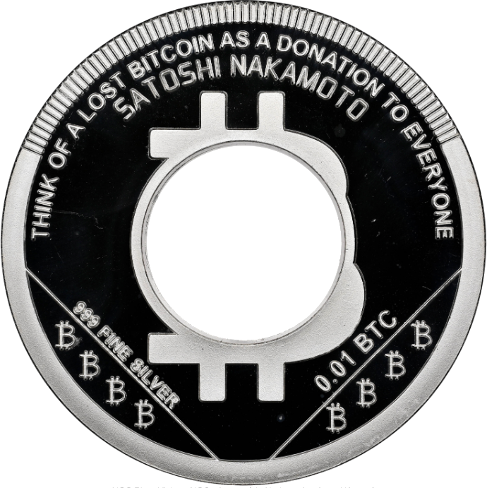 Hole coin 1 silver - 0.01 ₿ (front)