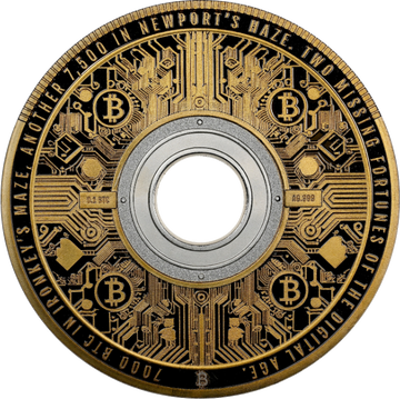 Hole coin 2 - Five Oz Gilded silver - 0.1 ₿ (front)
