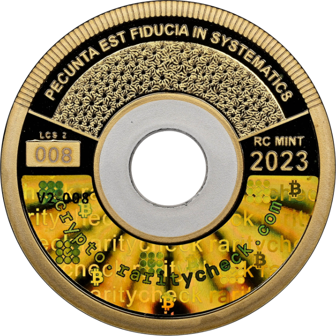 Hole coin 2 Gilded silver - 0.01 ₿ (back)