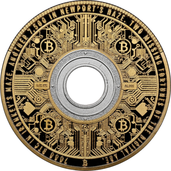 Hole coin 2 Gilded silver - 0.01 ₿ (front)